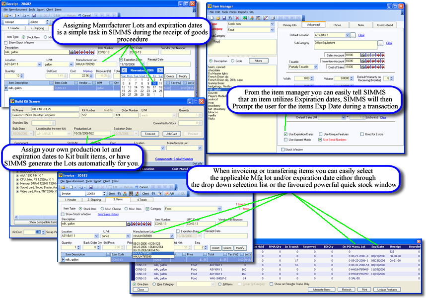 screenshot of SIMMS Inventory Management